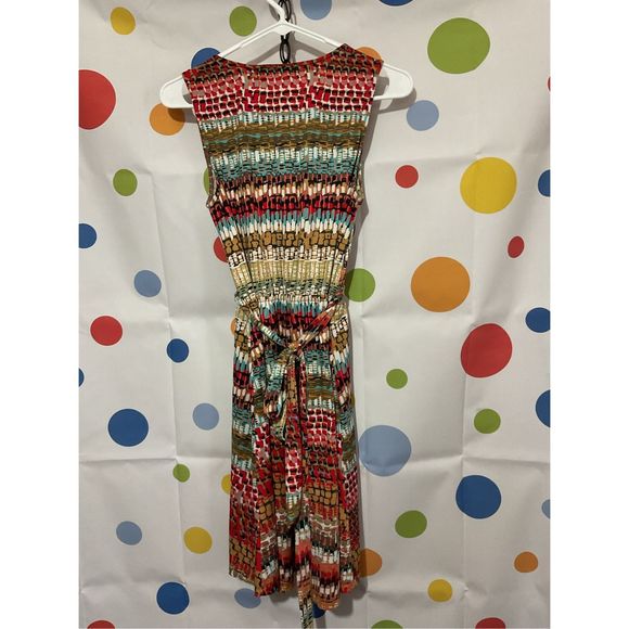 Neesha Multi Color Sleeveless Dress Belted Size S/M Pretty 🎈🌷 - Picture 11 of 12